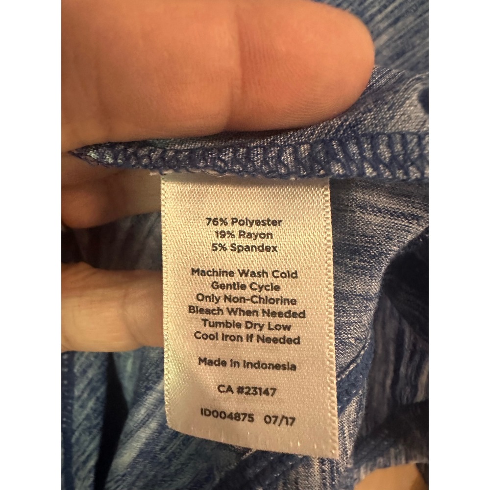 T by Talbots XLp Blue Space Dye Tie Athleisure Loungewear Petite Cuff Top - Picture 3 of 5